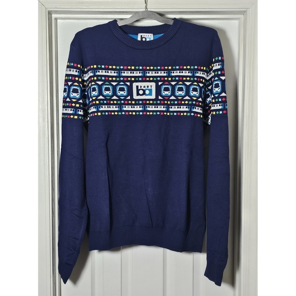 BART (Bay Area Rapid Transit) 2025 Christmas Holiday Sweater Size XL Blue BUS